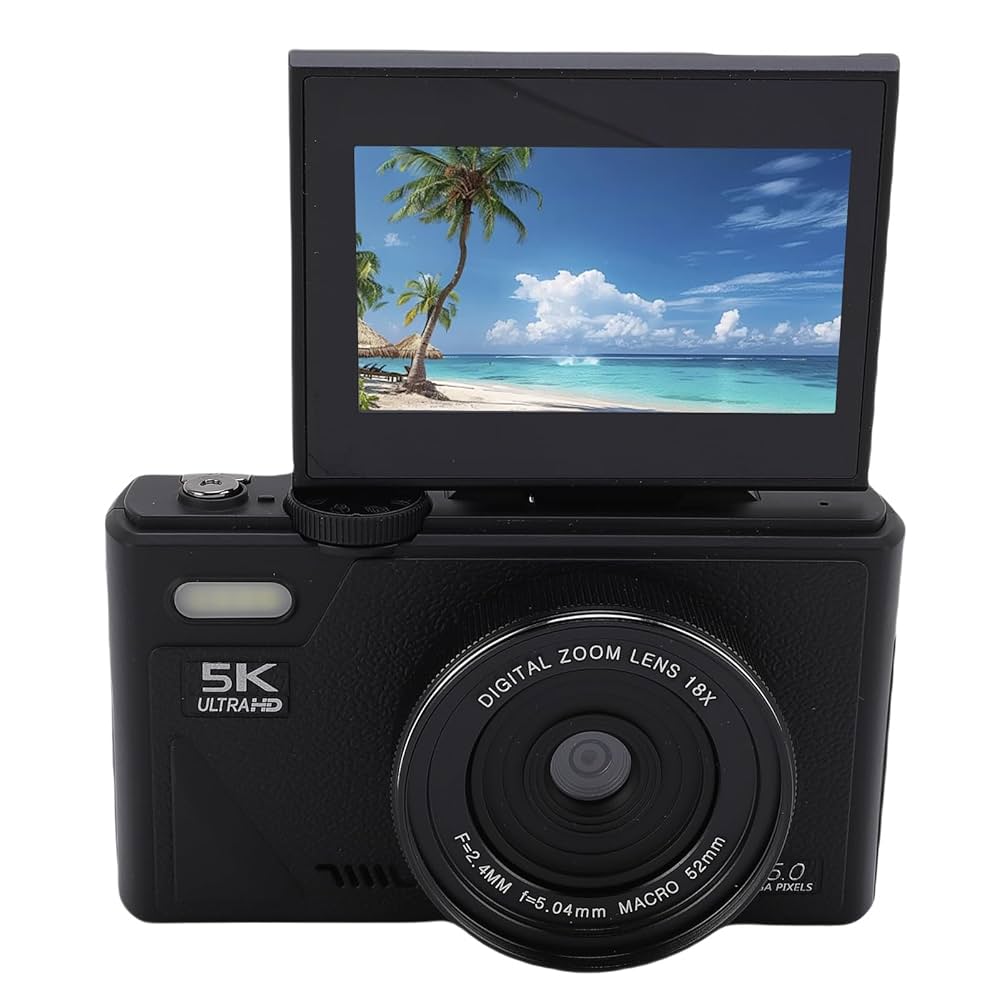 ▼5K デジタルカメラ UHD＆75MP　ULTRA HD　カメラ Amazon | 写真とビデオ用の5Kデジタルカメラ,3 フリップ